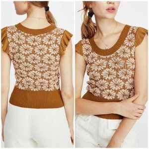 Free People Sweet Daisy Floral Sweater Vest XL